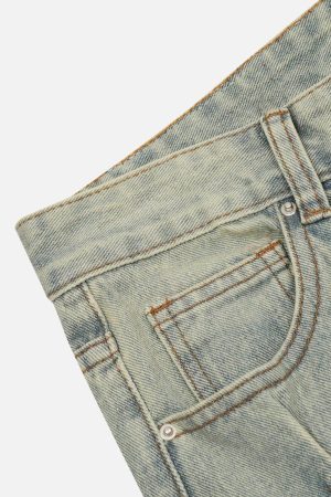 Concert Outfit Rivet Wrinkle Washed Jeans