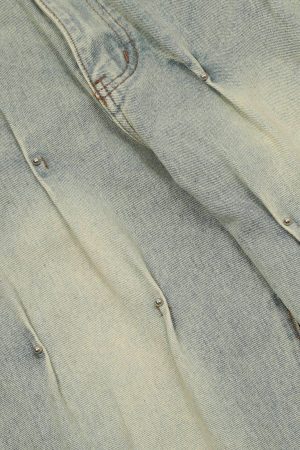 Concert Outfit Rivet Wrinkle Washed Jeans