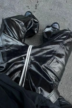 Concert Outfit RO-Style Multi-Pocket matte coated overalls