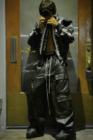 Concert Outfit RO-Style Multi-Pocket matte coated overalls