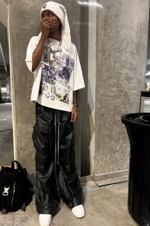 Concert Outfit RO-Style Multi-Pocket matte coated overalls