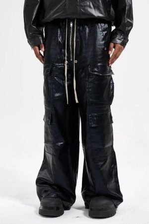 Concert Outfit RO-Style Multi-Pocket matte coated overalls
