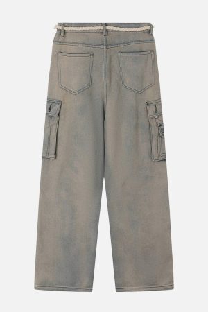 Concert Outfit Rope Decoration Straight Jeans