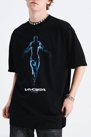Concert Outfit Sci-Fi Metal Silhouette Loose Oversize T-Shirt