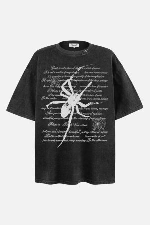 Concert Outfit Scripted Spider Vintage Text Tee