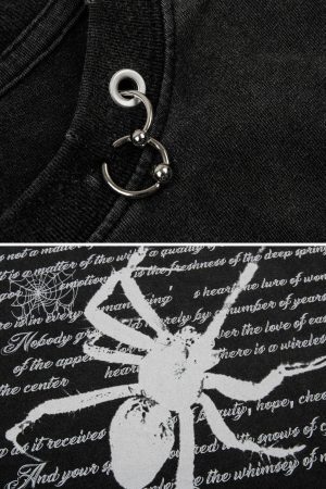 Concert Outfit Scripted Spider Vintage Text Tee