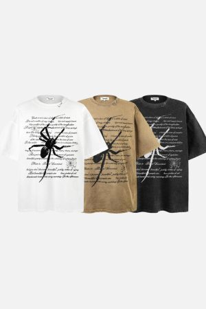 Concert Outfit Scripted Spider Vintage Text Tee