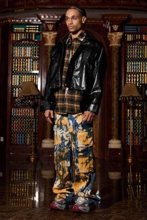 Concert Outfit Shoulder Pad PU Leather Jacket