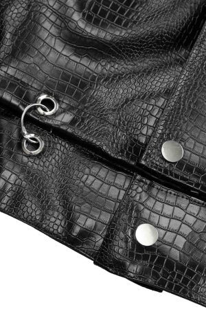 Concert Outfit Shoulder Pad PU Leather Jacket