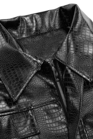 Concert Outfit Shoulder Pad PU Leather Jacket