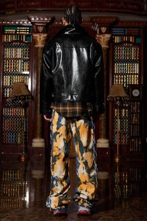 Concert Outfit Shoulder Pad PU Leather Jacket