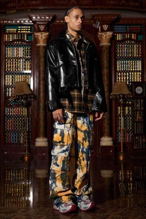 Concert Outfit Shoulder Pad PU Leather Jacket