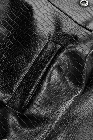 Concert Outfit Shoulder Pad PU Leather Jacket