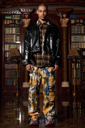 Concert Outfit Shoulder Pad PU Leather Jacket