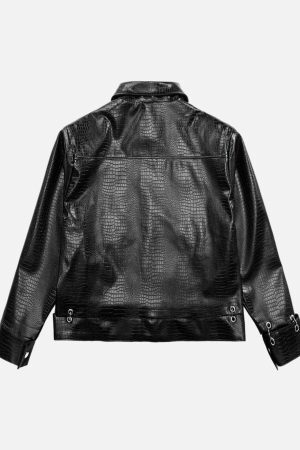 Concert Outfit Shoulder Pad PU Leather Jacket