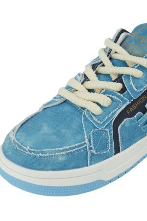 Concert Outfit Shredded Denim Patchwork Sneakers