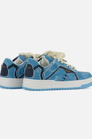 Concert Outfit Shredded Denim Patchwork Sneakers