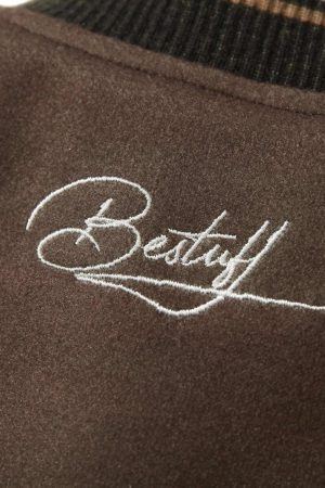 Concert Outfit Siamese Cat Embroidery Leather Bomber Jacket