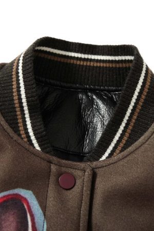 Concert Outfit Siamese Cat Embroidery Leather Bomber Jacket