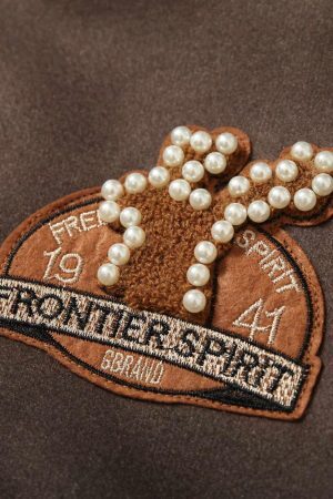 Concert Outfit Siamese Cat Embroidery Leather Bomber Jacket