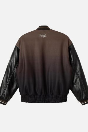 Concert Outfit Siamese Cat Embroidery Leather Bomber Jacket