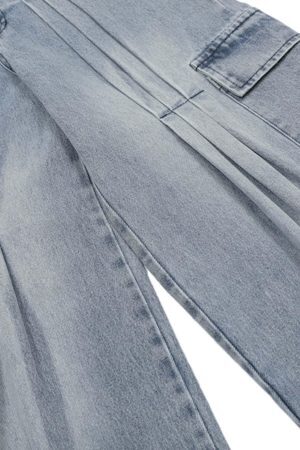 Concert Outfit Side-Scarf Pleated Baggy Jeans