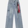 Concert Outfit Side-Scarf Pleated Baggy Jeans