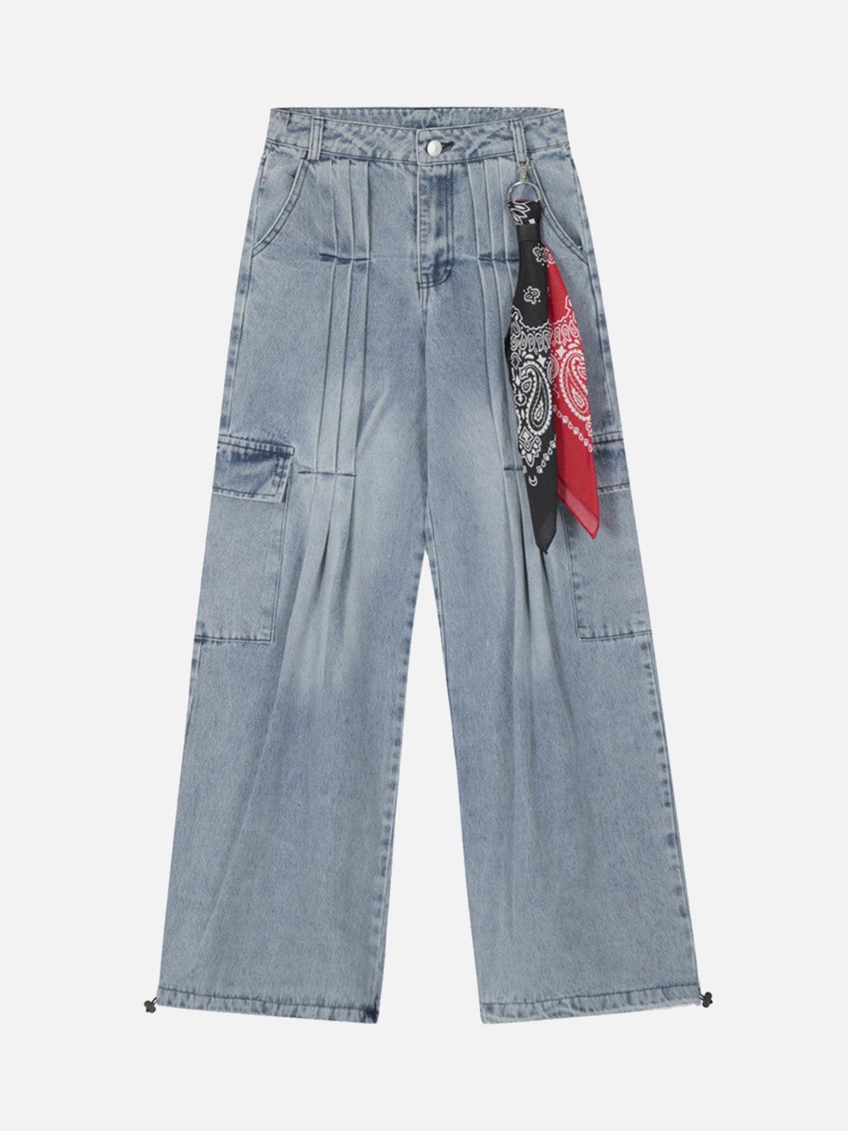 Concert Outfit Side-Scarf Pleated Baggy Jeans Concert Outfit Side-Scarf Pleated Baggy Jeans