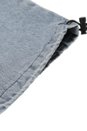 Concert Outfit Side-Scarf Pleated Baggy Jeans