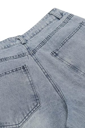 Concert Outfit Side-Scarf Pleated Baggy Jeans