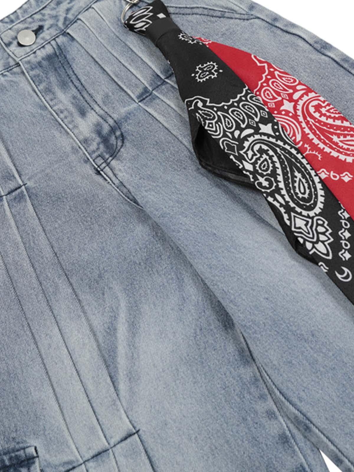 Concert Outfit Side-Scarf Pleated Baggy Jeans Concert Outfit Side-Scarf Pleated Baggy Jeans