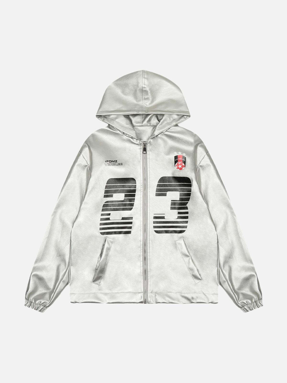 Concert Outfit Silver Leather Motorcycle Hooded Jacket Concert Outfit Silver Leather Motorcycle Hooded Jacket