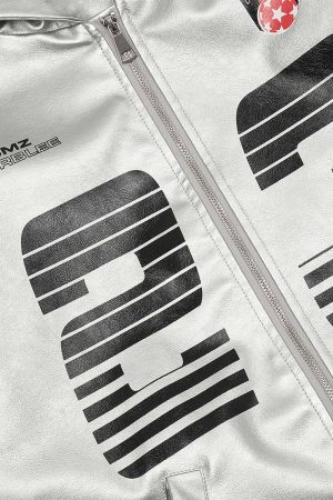 Concert Outfit Silver Leather Motorcycle Hooded Jacket