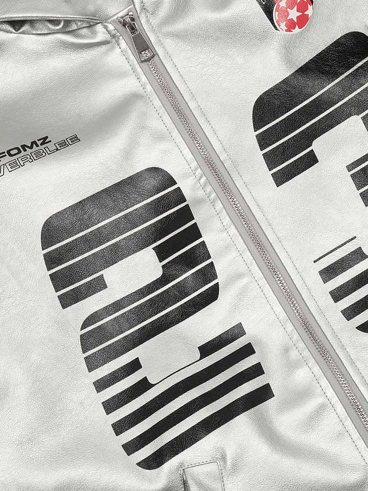 Concert Outfit Silver Leather Motorcycle Hooded Jacket Concert Outfit Silver Leather Motorcycle Hooded Jacket