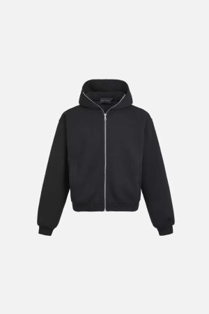 Concert Outfit Simple Solid Color Zipper Hoodie