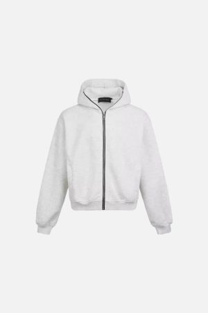 Concert Outfit Simple Solid Color Zipper Hoodie