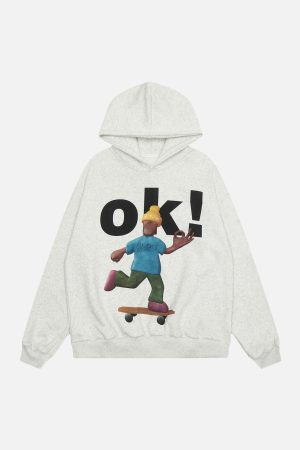 Concert Outfit Skateboard Character Printed Hoodie