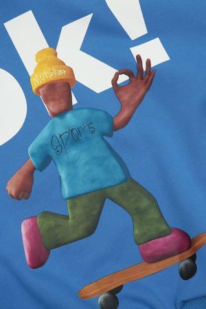 Concert Outfit Skateboard Character Printed Hoodie