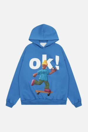 Concert Outfit Skateboard Character Printed Hoodie