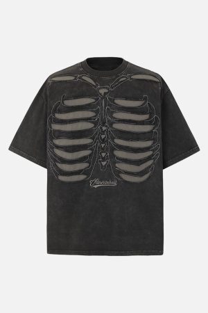 Concert Outfit Skeleton Design Print Oversized T-Shirt