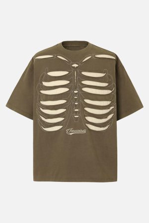 Concert Outfit Skeleton Design Print Oversized T-Shirt