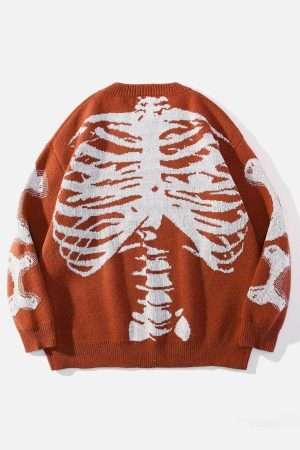 Concert Outfit Skeleton Pattern Knit Sweater