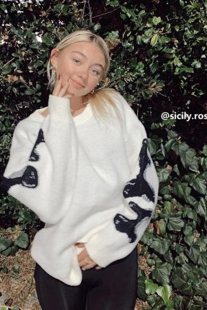 Concert Outfit Skeleton Pattern Knit Sweater