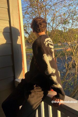 Concert Outfit Skeleton Pattern Knit Sweater