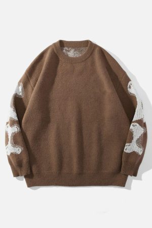 Concert Outfit Skeleton Pattern Knit Sweater