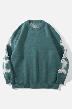 Concert Outfit Skeleton Pattern Knit Sweater