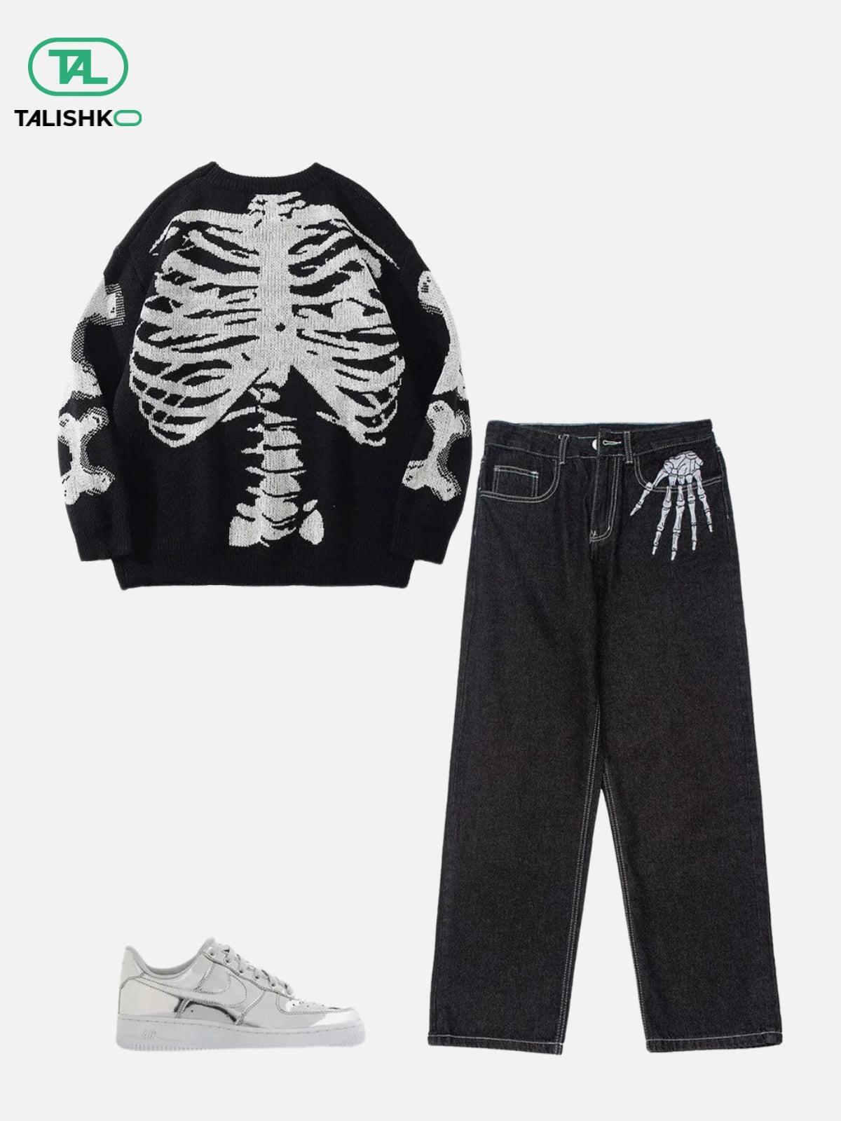 Concert Outfit Skeleton Pattern Knit Sweater Concert Outfit Skeleton Pattern Knit Sweater
