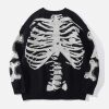Concert Outfit Skeleton Pattern Knit Sweater