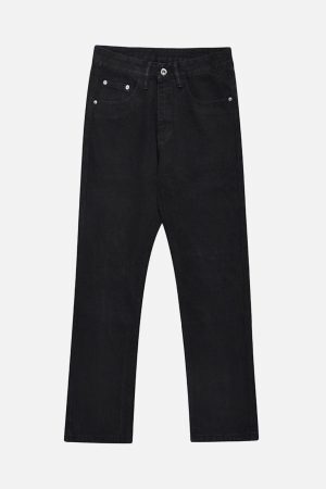 Concert Outfit Skull Flame Monogram Embroidered Slim Fit Jeans