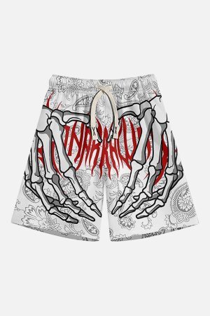 Concert Outfit Skull Hand Print Hip-Hop Shorts